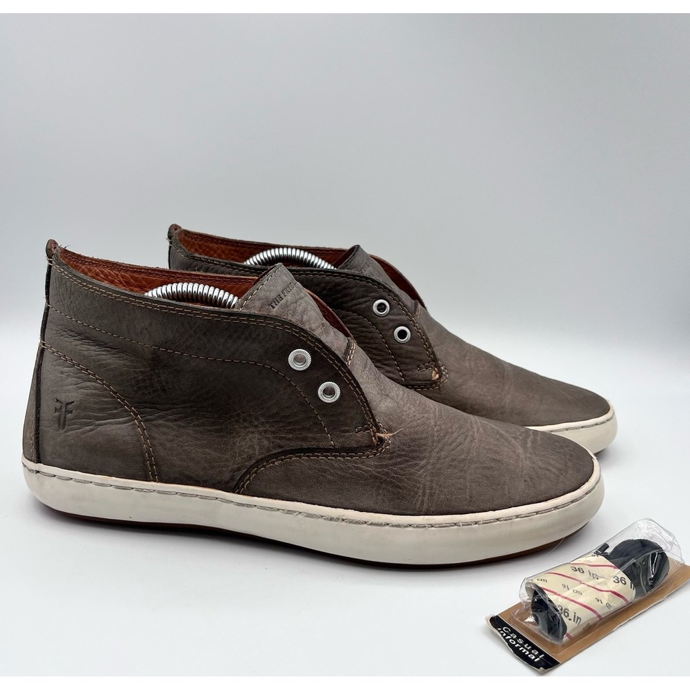 Frye Men's 9.5‎ Chukka Sneakers SMK Gray Leather Casual Shoes Lace-Up